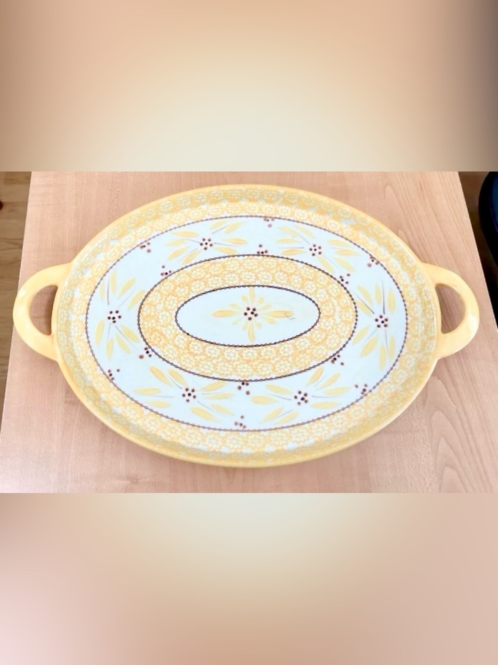 temptations bakeware presentable ovenware old world yellow Tara oval platter